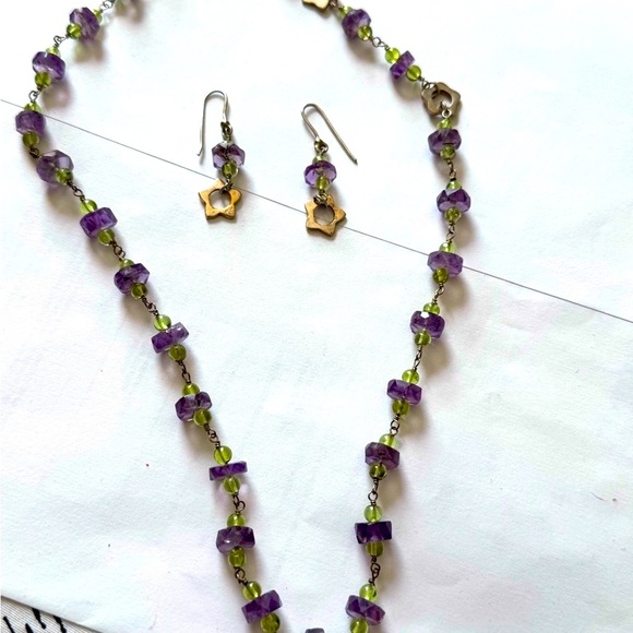 ✨Exquisite Sterling Silver Carlo Biagi Purple and Green Necklace and Earring Set - Picture 13 of 16
